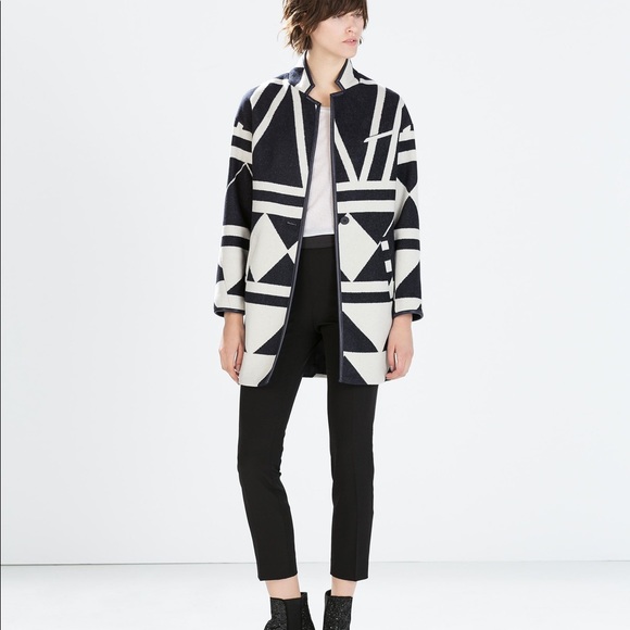 ZARA Geometric Wool Coat - Picture 2 of 8